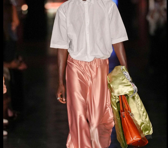 Clay Pink Silk Baggy Wide-Leg Pants