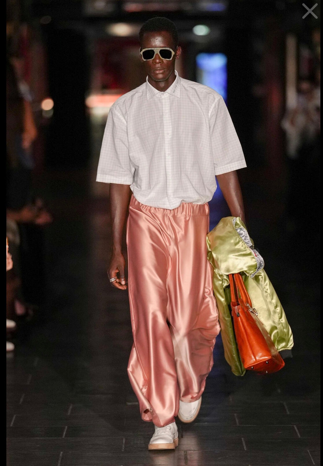 Clay Pink Silk Baggy Wide-Leg Pants
