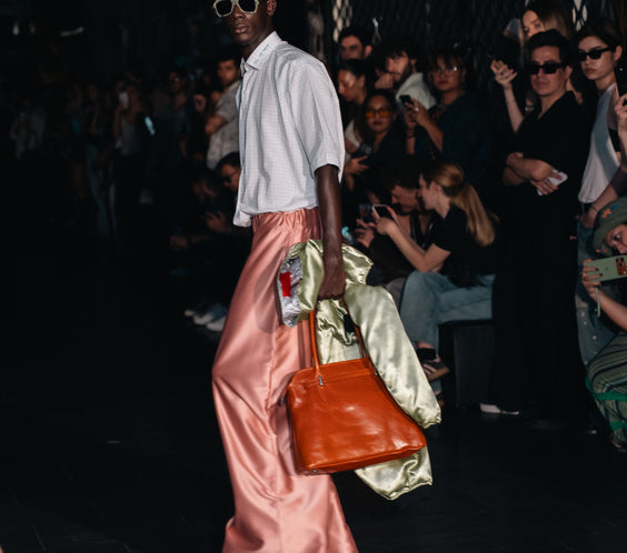 Clay Pink Silk Baggy Wide-Leg Pants