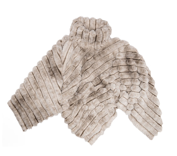 Beige Crinkled Faux Fur Pullover
