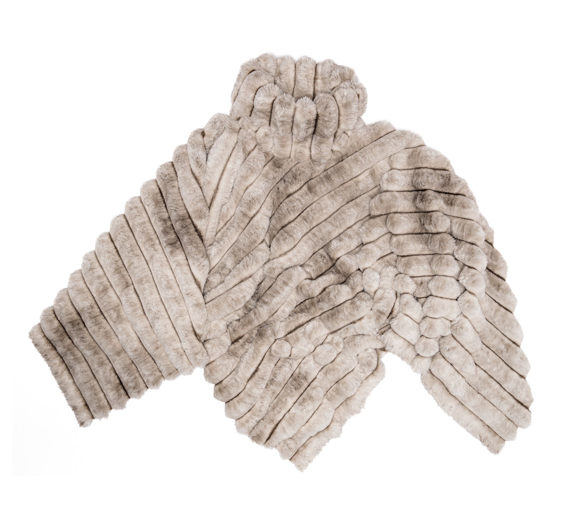 Beige Crinkled Faux Fur Pullover