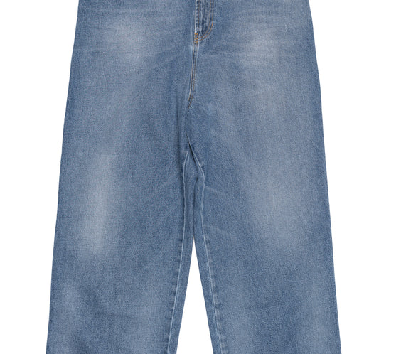Washed Denim Wide Leg Trousers