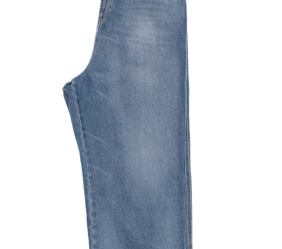 Washed Denim Wide Leg Trousers