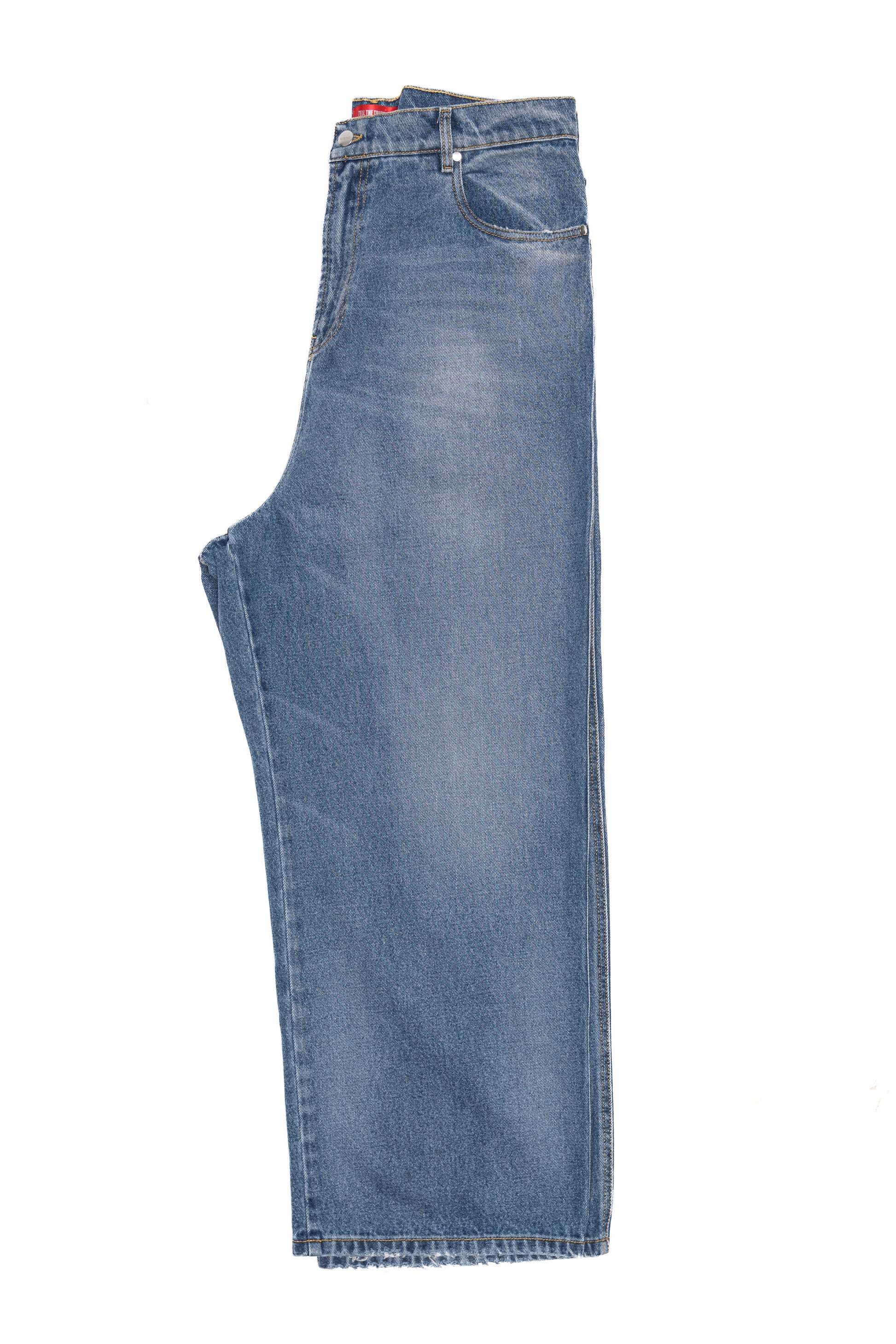Washed Denim Wide Leg Trousers