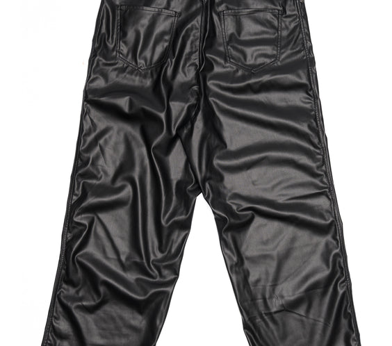 Black Waxed Denim Baggy Pants