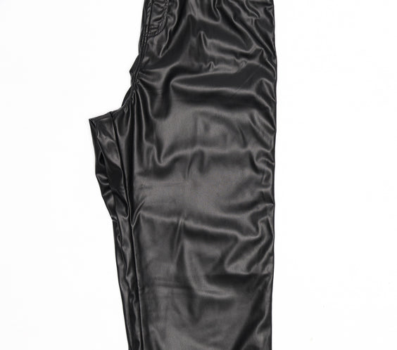 Black Waxed Denim Baggy Pants