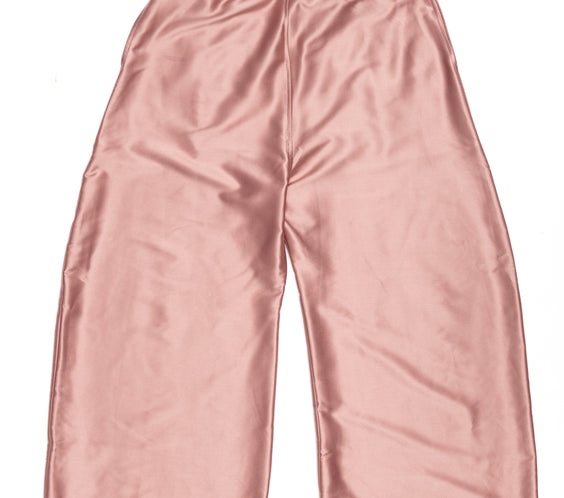 Clay Pink Silk Baggy Wide-Leg Pants