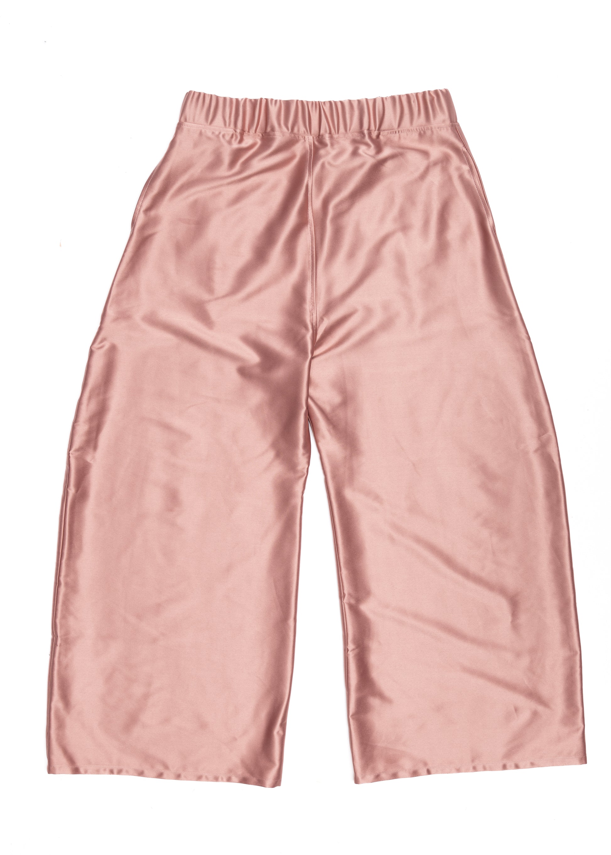 Clay Pink Silk Baggy Wide-Leg Pants