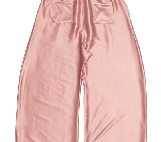 Clay Pink Silk Baggy Wide-Leg Pants