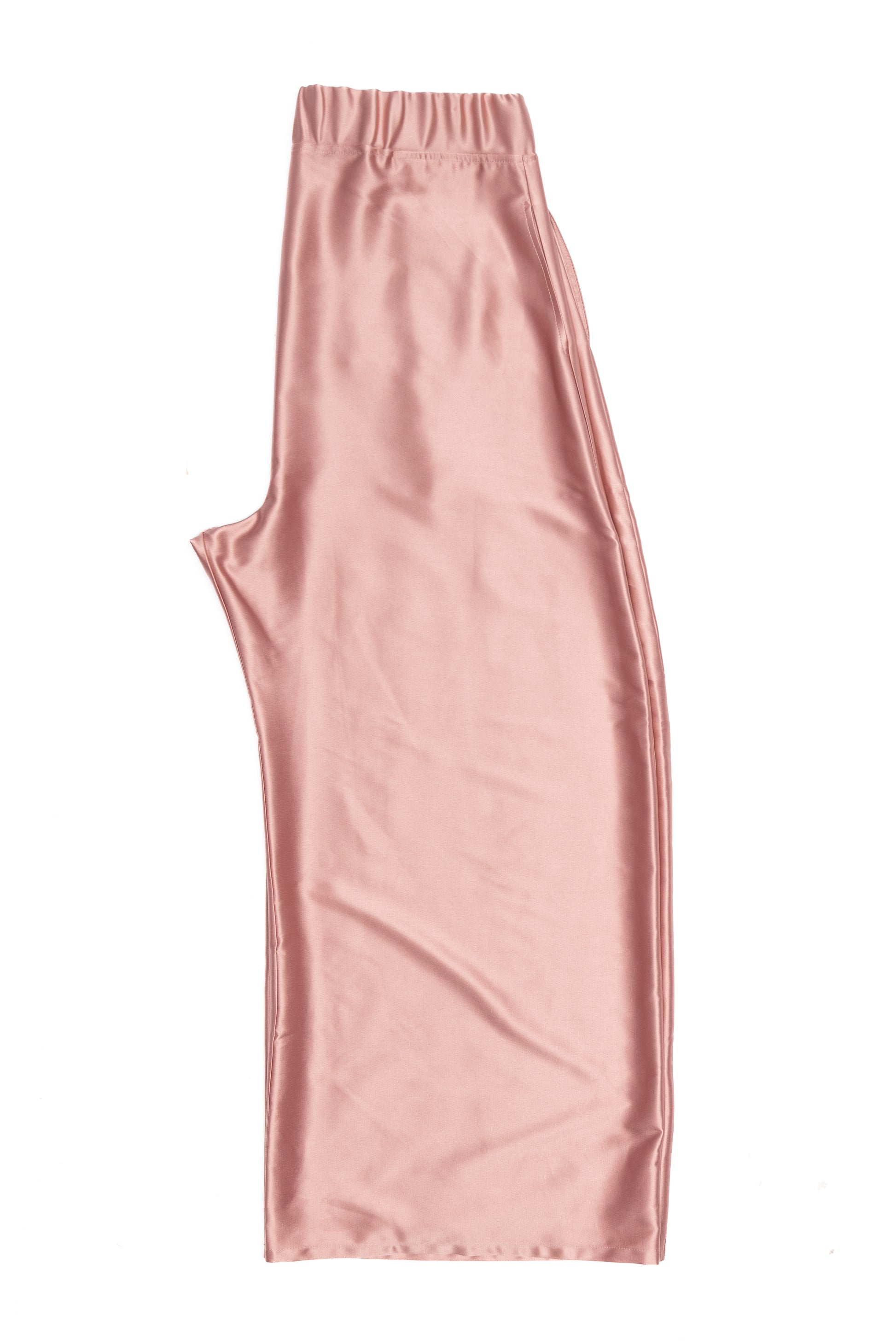Clay Pink Silk Baggy Wide-Leg Pants